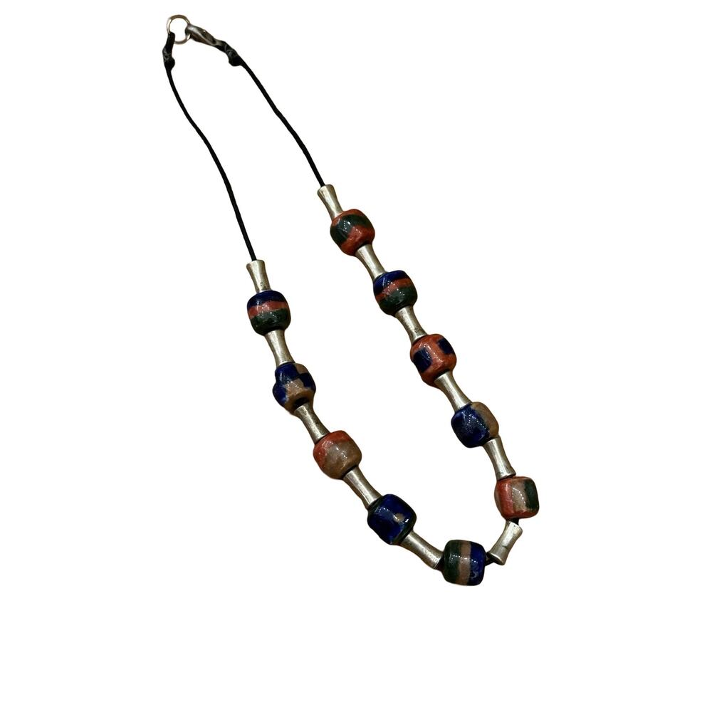 Ceramic Pottery Bead Choker Necklace